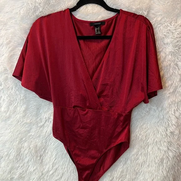 Elegant Red Wrap Top - Picture 1 of 2